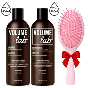VASAROS NAUJIENA! Volume Lab MAX rinkinys: Šampūnas (500 ml) ir Kondicionierius (500 ml) + DOVANA (Plaukų šepetys)